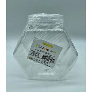 Ankyo Clear Plastic Hexagon Shaped Jars & Lids 2 Pack of 4.5” x 4.5”‎ x 2.75”